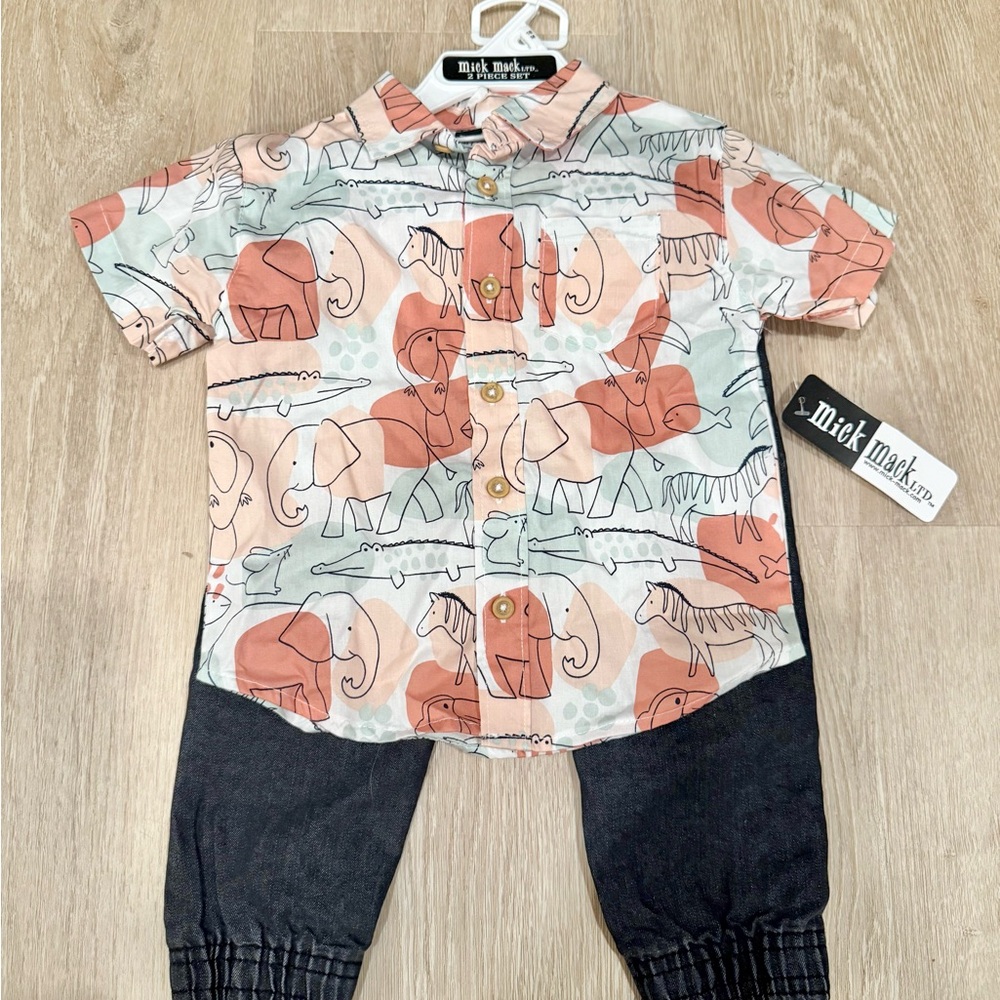 Mick Mack Animal Print Shirt and Pants Set